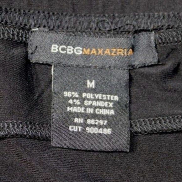 ​BCBGMAXAZRIA Black Jersey Knit Midi Skirt M Ruched Asymmetrical Waist A-Line - Picture 3 of 5